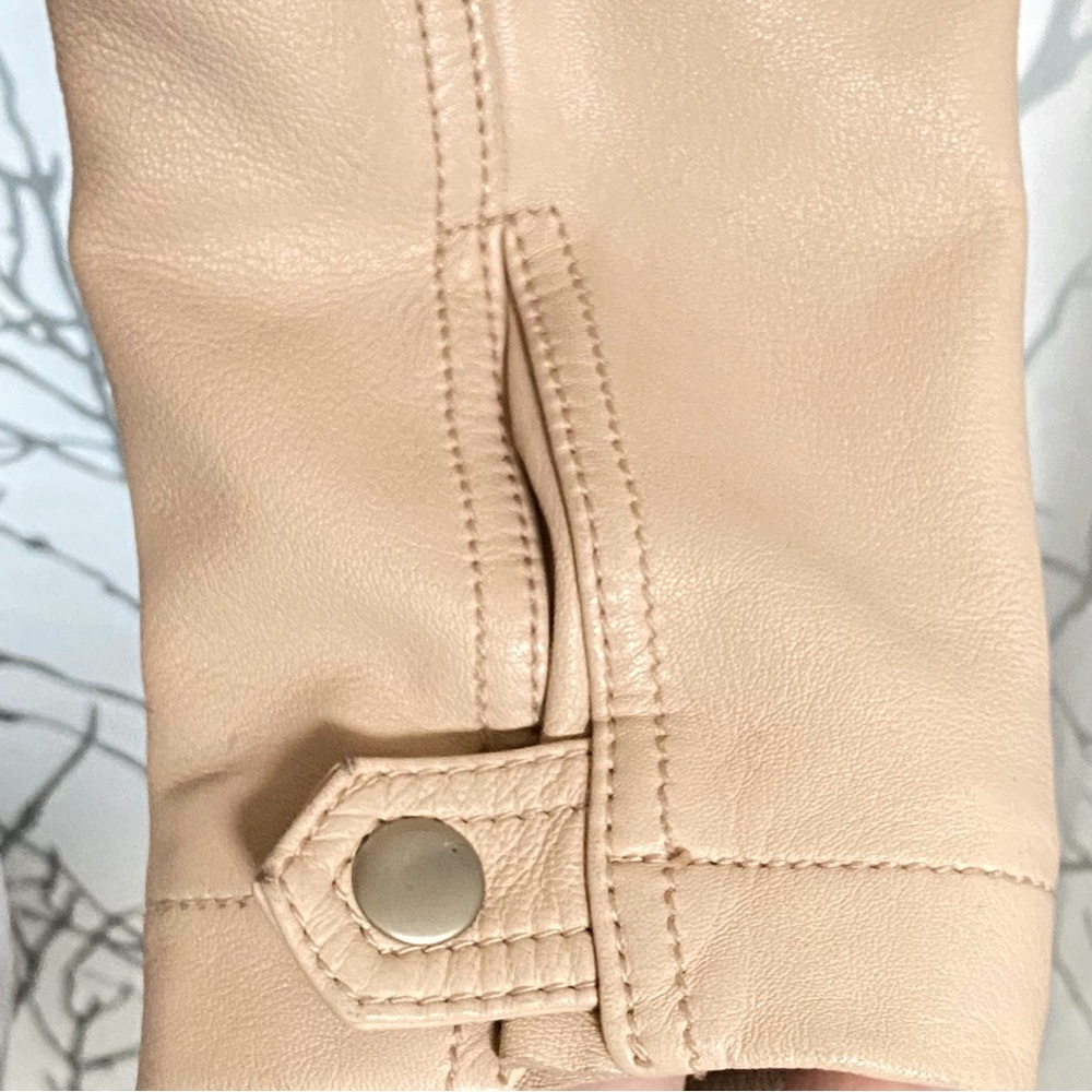 Rebecca Taylor garment washed nude pink zipper zip up moto leather jacket - Picture 11 of 15